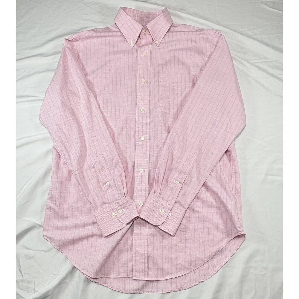Lauren Ralph Lauren Shirt Mens 15 32/33 Pink Blue Checked Button Up Non Iron